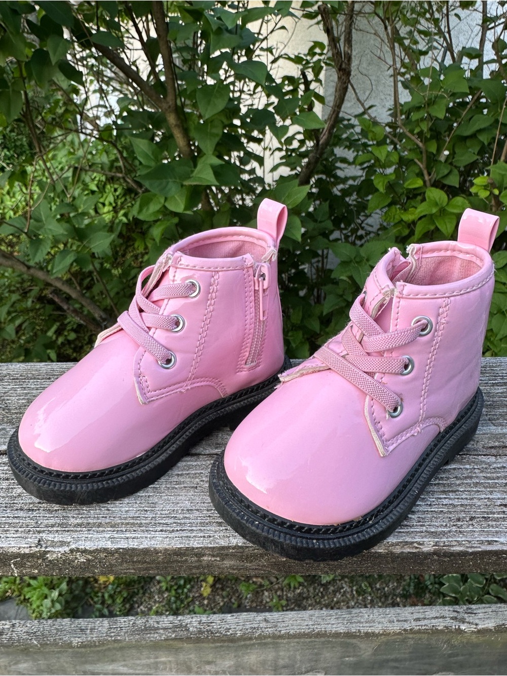 Stepping Stones Toddler Patent Boot–Size 6, Pink, Lace Up & Zip, Great Condition